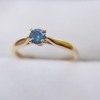 MDR-104 遺骨ダイヤモンドリング ブルーダイヤ ピンクゴールド素材