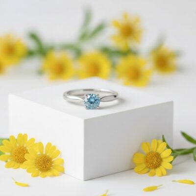 MDR-104 遺骨ダイヤモンドリング ブルーダイヤ プラチナ素材