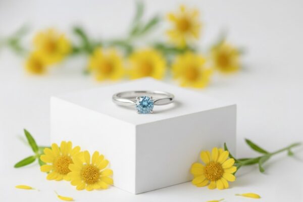 MDR-104 遺骨ダイヤモンドリング ブルーダイヤ プラチナ素材